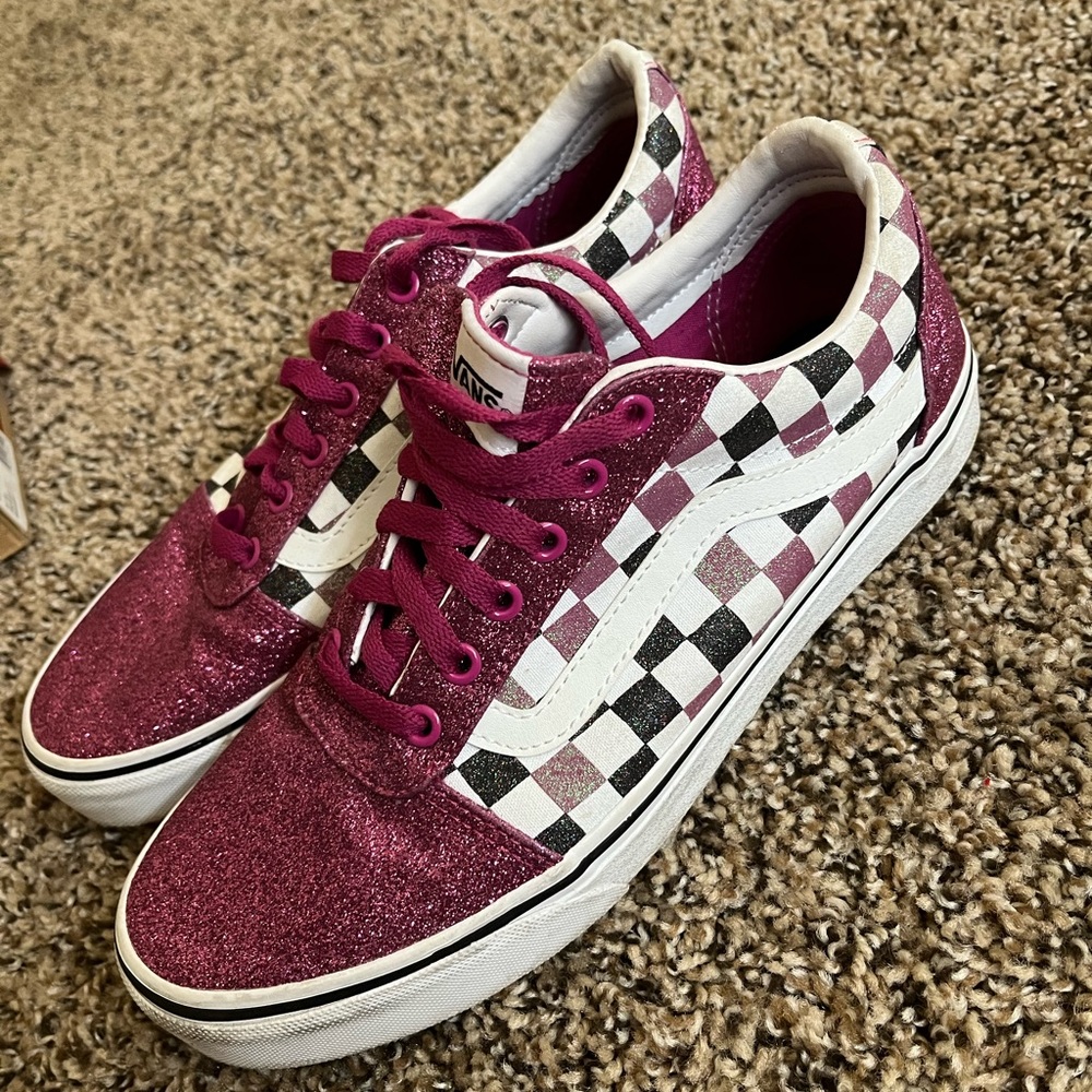 Glittery sparkly pink vans size 9